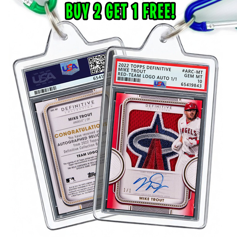 Mike Trout, 2022 Definitive Red Team Logo Auto 1/1 #ARCMT | Mini ƤSA 10 Keychain