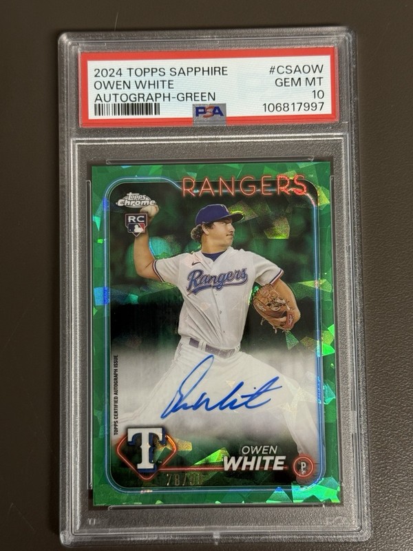 2024 Topps Sapphire Owen White #CSA-OWRC Auto Green /99 PSA 10