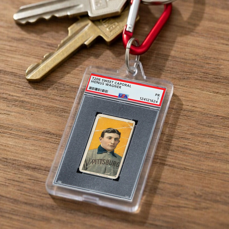 Honus Wagner, 1909-1911 T206 Sweet Caporal Baseball Card | Mini ƤSA 1 Keychain view 2