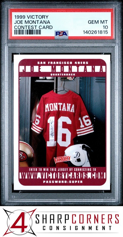 1999 VICTORY CONTEST CARD JOE MONTANA 49ERS HOF PSA 10