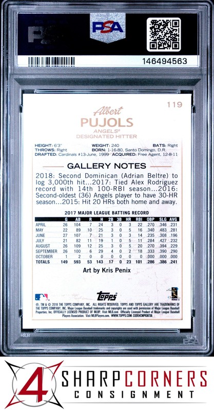 2018 TOPPS GALLERY #119 ALBERT PUJOLS ANGELS PSA 10 view 2