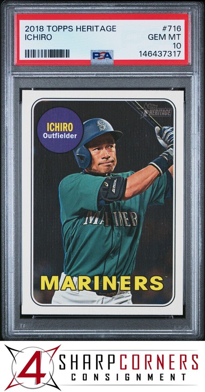 2018 TOPPS HERITAGE #716 ICHIRO SUZUKI MARINERS HOF PSA 10