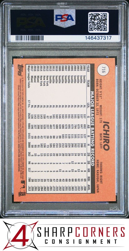 2018 TOPPS HERITAGE #716 ICHIRO SUZUKI MARINERS HOF PSA 10 view 2