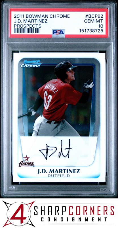 2011 BOWMAN CHROME PROSPECTS #BCP92 J.D. MARTINEZ RC PSA 10