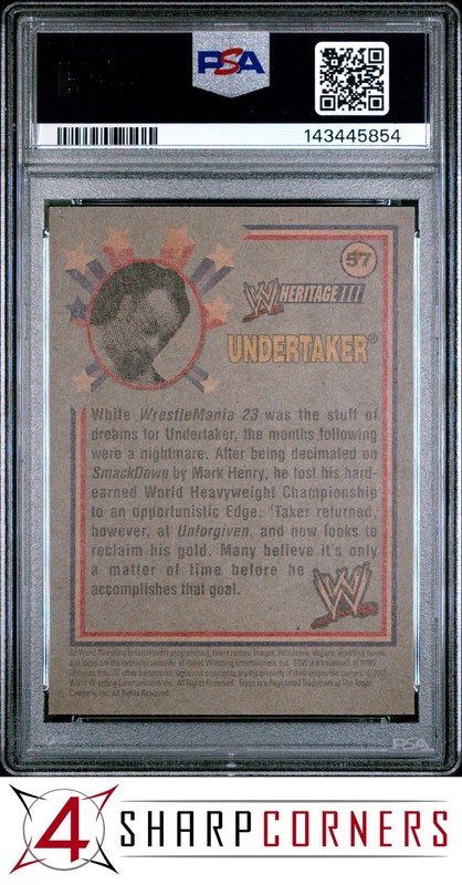 2007 TOPPS WWE HERITAGE III #57 UNDERTAKER HOF POP 4 PSA 9 view 2