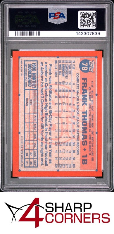 1991 TOPPS #79 FRANK THOMAS WHITE SOX HOF PSA 9 view 2