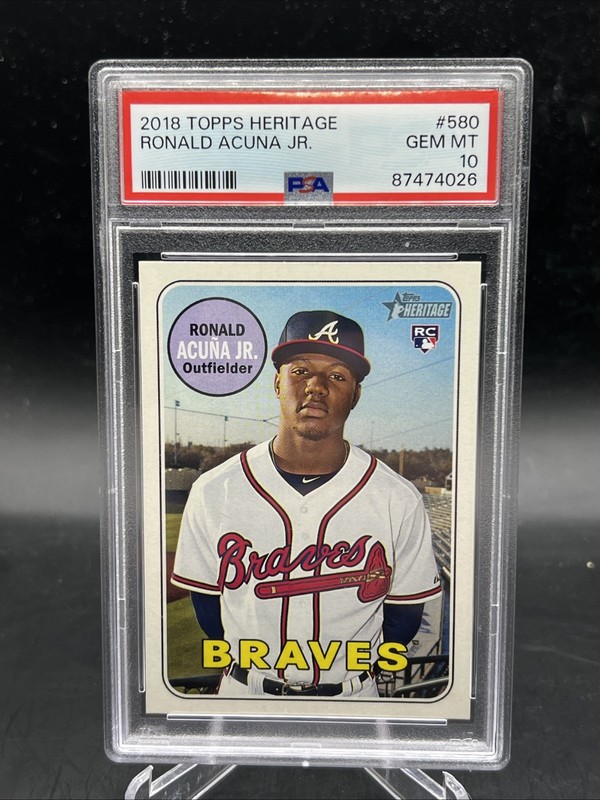 2018 Topps Heritage Ronald Acuna Jr. ROOKIE CARD RC #580 PSA 10 GEM MINT 💎💎