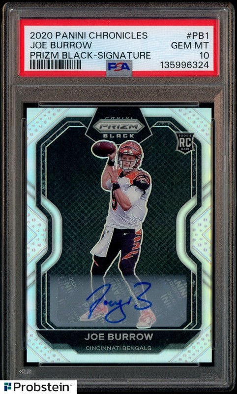 2020 Panini Chronicles Silver Prizm Black #PB1 Joe Burrow RC Rookie AUTO PSA 10