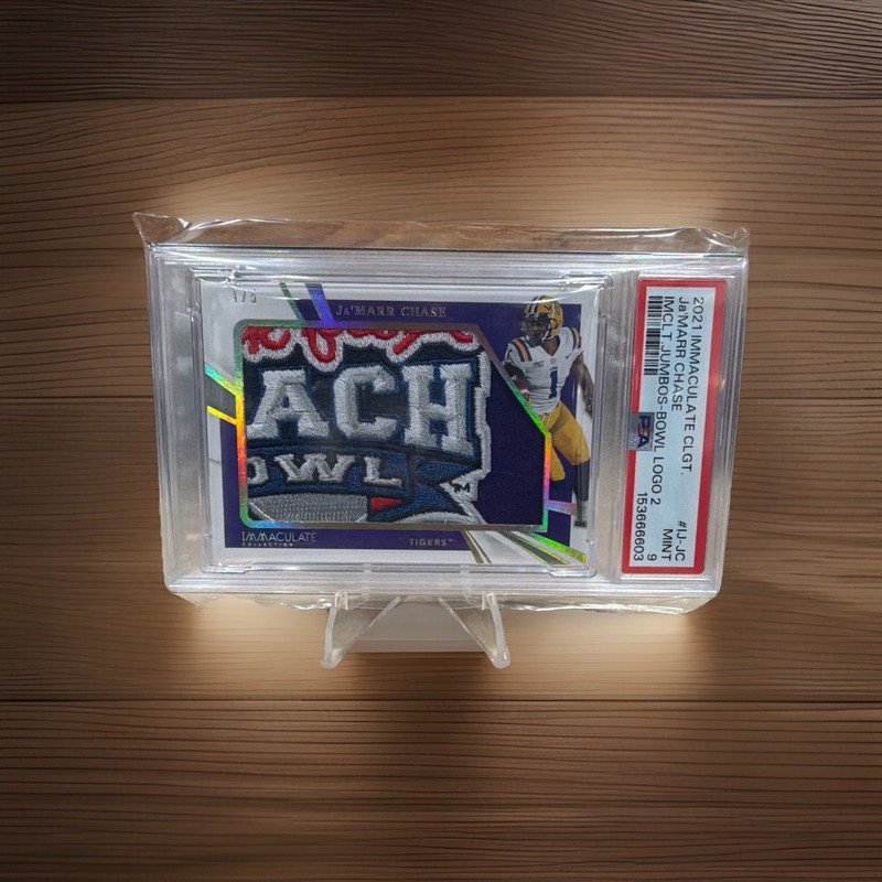 2021 IMAC Collegiate Ja’Marr Chase Jumbo Bowl Patch /5 - Game Worn / PSA 9 🔥🔥