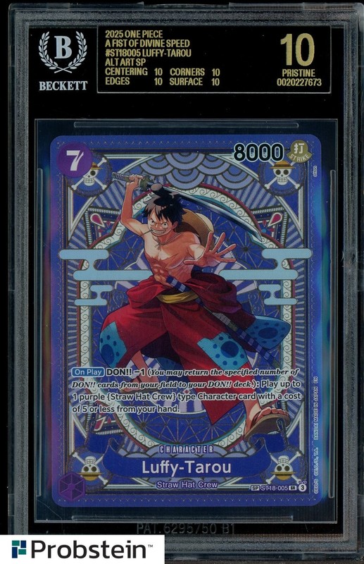 2025 One Piece A Fist of Divine Speed ST18005 Luffy-Tarou SP BGS 10 BLACK LABEL