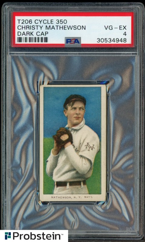 T206 Christy Mathewson HOF Dark Cap New York Cycle 350 Subjects Rare Back PSA 4