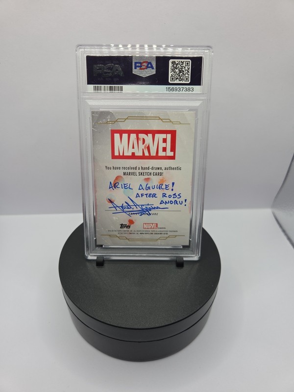 2025-26 Topps Marvel Ariel Aguire SLV SKT-SPIDERMAN AUTO PSA 9 MINT LOW POP RARE view 2