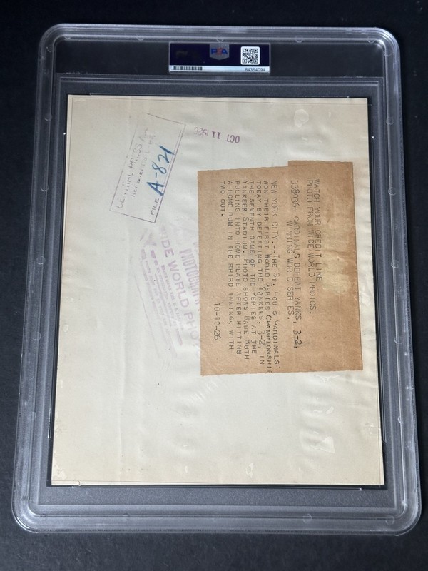 1926 World Series Babe Ruth HOF New York Yankees 8x10 Type 1 Baseball Photo PSA view 2