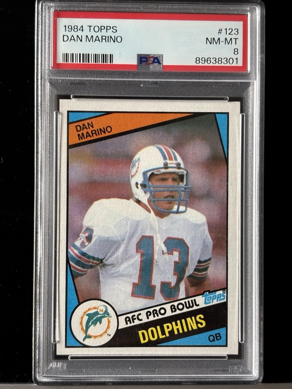 1984 Topps  #123 Dan Marino ROOKIE RC PSA 8 NM-MT DOLPHINS HOF QB ICONIC CARD
