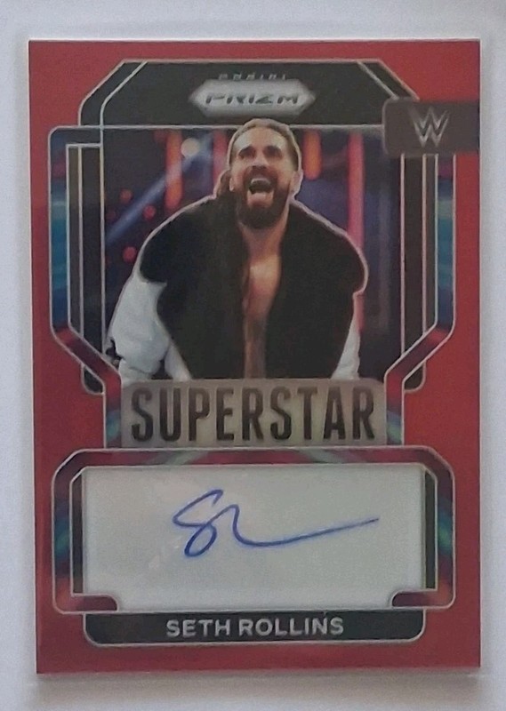 2022 Panini Prizm WWE Seth Rollins Red Prizm Superstar Autograph 71/99