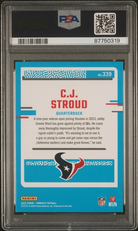 2023 Panini Donruss CJ Stroud #339 PSA 10 view 2