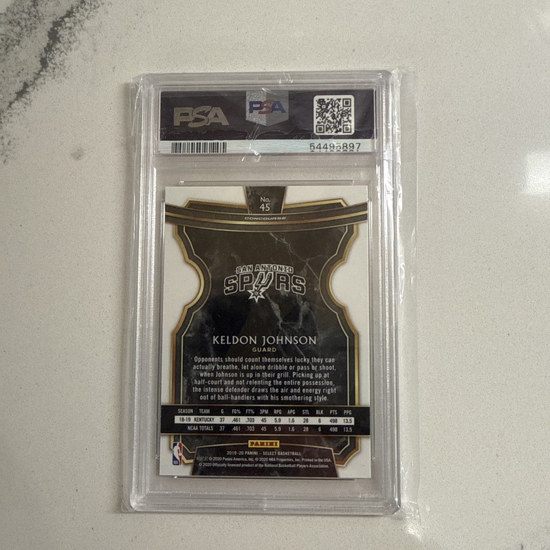 Panini Select 2019-20 Keldon Johnson Rookie #45 PSA 10 Concourse Spurs NBA view 2