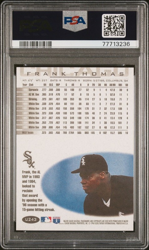 1996 Fleer Update #U243 Frank Thomas PSA 10 GEM MINT view 2