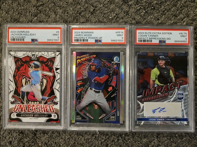 2024 Jackson Holliday + James Wood + Logan Tanner PSA 9 Graded Prospect Lot view 1