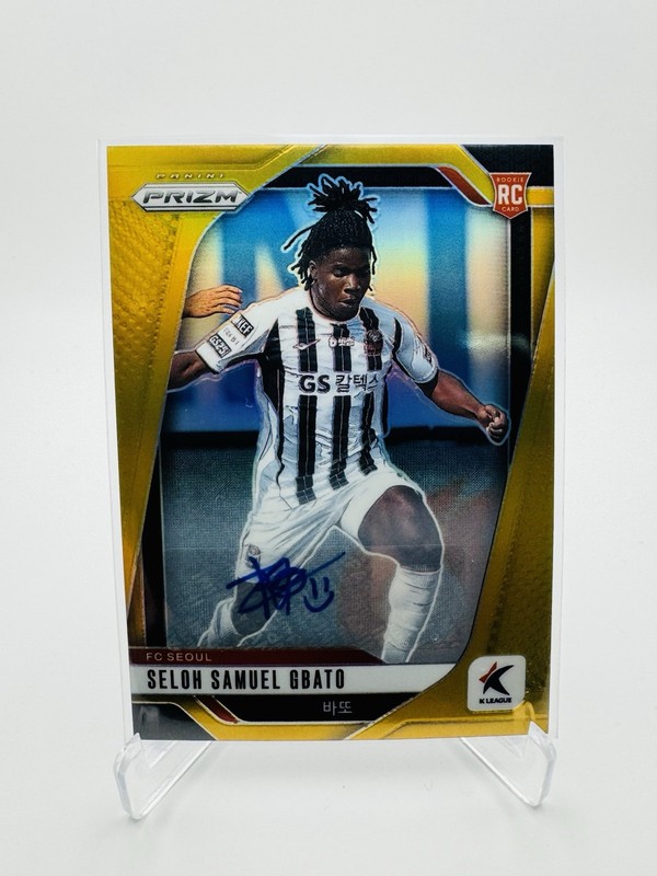 2025 Panini Prizm K League Seloh Samuel Gbato - Gold Prizm Auto Rookie Card /10
