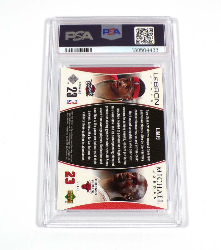 2005-06 Upper Deck MJ/LJ Michael Jordan/LeBron James Bonus Pack #LJMJ9 PSA 9 view 2