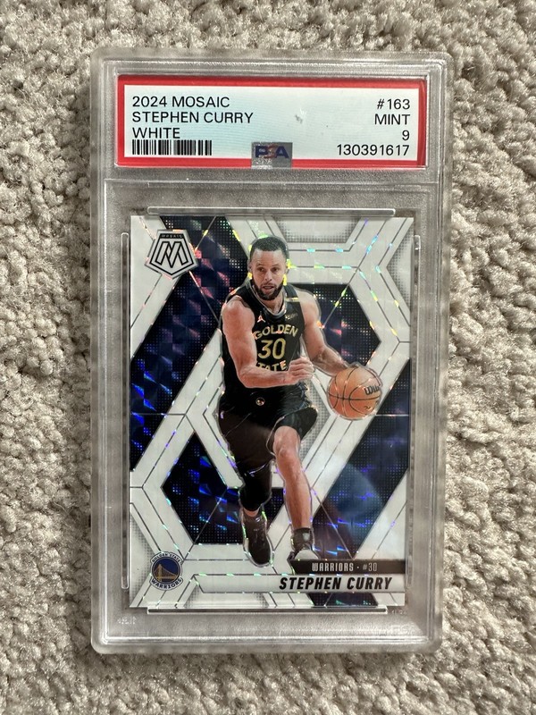 Panini 2024-25 Mosaic Stephen Curry #163 White Mosaic Prizm /25 PSA 9 POP 1