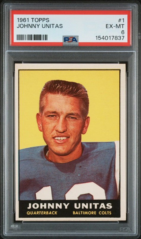 1961 Topps #1 Johnny Unitas Colts PSA 6 view 1