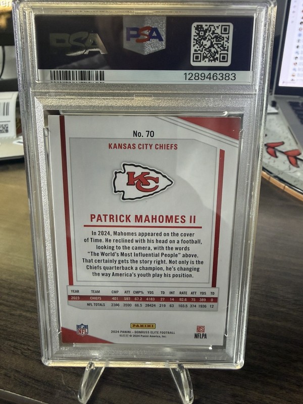2024 PANINI DONRUSS ELITE #70 PATRICK MAHOMES II ROOKIE RC PSA 8 view 2