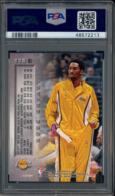 1999 Metal Emerald #115 Kobe Bryant Los Angeles Lakers HOF PSA 9 MINT view 2