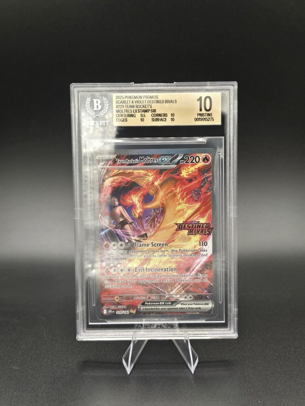 2025 POKEMON EN-DESTINED RIVALS #229 TEAM ROCKET'S MOLTRES EX BGS 10 PRISTINE