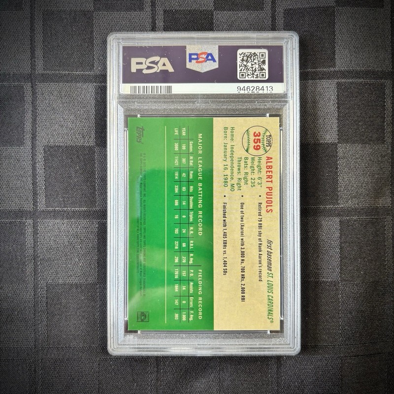 2023 Chrome Platinum Anniversary Albert Pujols Blue Mini Diamond /199 PSA 10 view 2