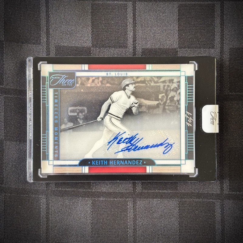 2024 Panini Three & Two Keith Hernandez Timeless Moments Auto Platinum Blue 1/1