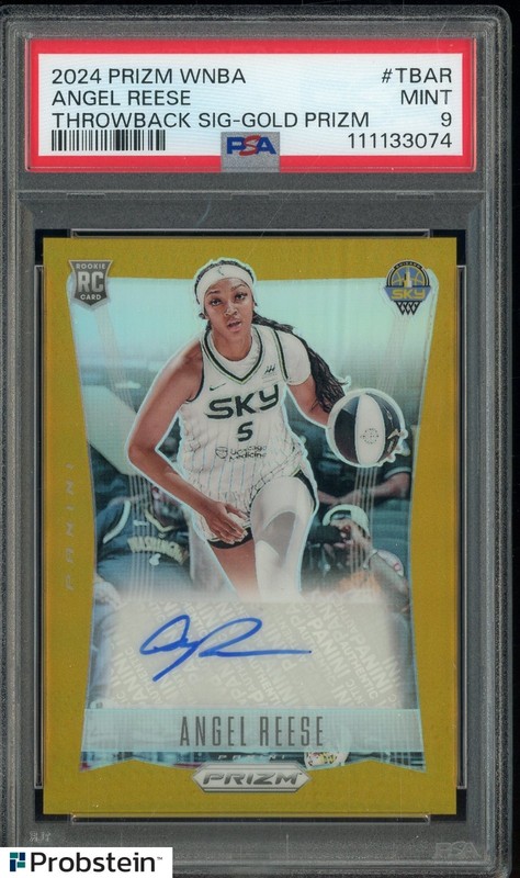 2024 Panini Prizm WNBA Throwback Gold Prizm Angel Reese RC Rookie AUTO /10 PSA 9