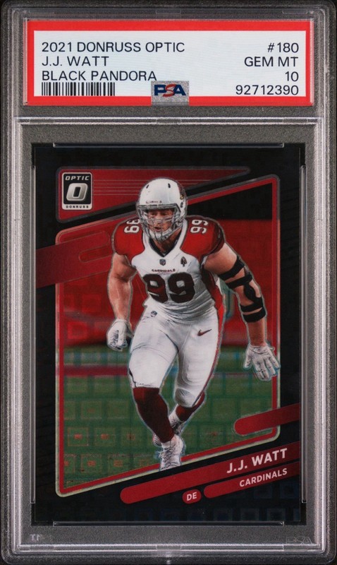 Panini 2021 Donruss Optic J.J. Watt #180 Black Pandora /25 PSA 10 Cardinals