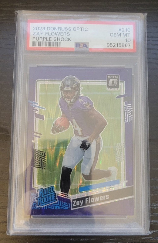 2023 Panini Donruss Optic -Purple Shock Prizm- Zay Flowers Rated Rookie PSA 10