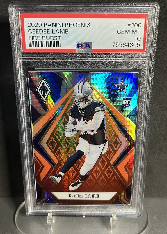 Panini Phoenix CeeDee Lamb Fire Burst Rookie #106 PSA 10 Dallas Cowboys 2020 RC