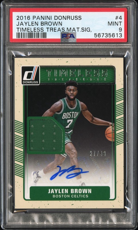 2016-17 Panini Donruss - Timeless Treasures Mat. Signatures Jaylen Brown PSA 9
