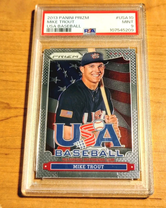 2013 Panini Prizm - USA Baseball Mike Trout #USA10 PSA 9 view 2
