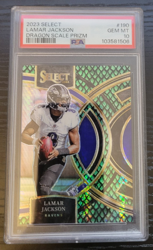 2023 Select Football -Premier -Dragon Scale Prizm- Lamar Jackson  52/70  PSA 10
