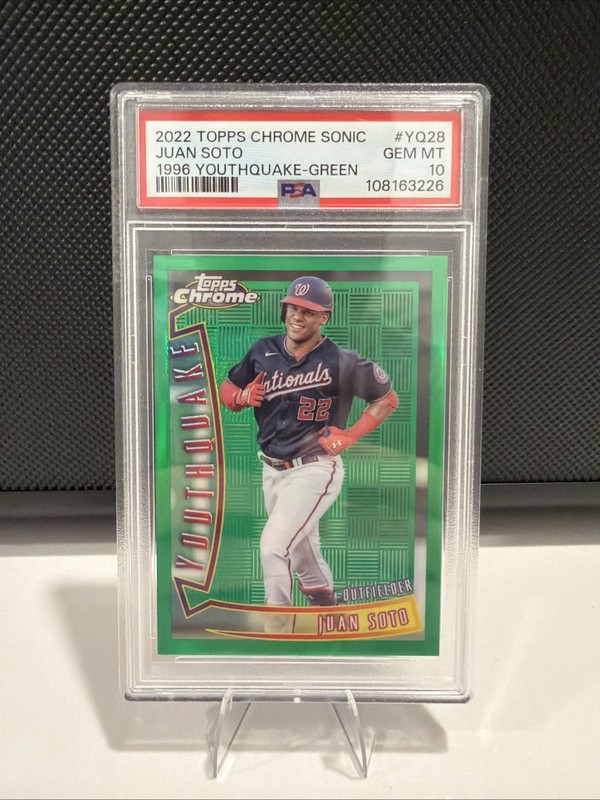 2022 Topps Chrome Sonic - 1996 Youthquake Juan Soto #YQ-28 Green /99 PSA 10