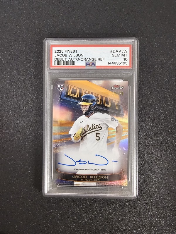 2025 Topps Finest #DAV-JW  Jacob Wilson Rookie Debut Orange Auto /25 PSA 10