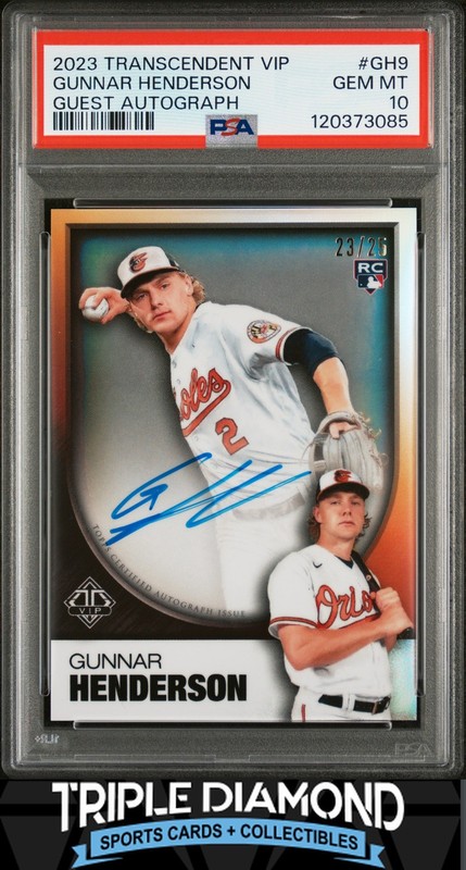 2023 Topps Transcendent VIP Gunnar Henderson Rookie Auto #23/25 PSA 10 B588