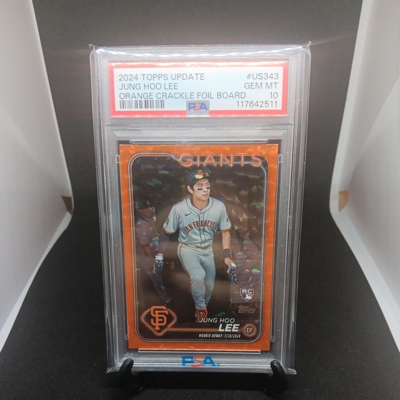 2024 Topps Update Series Rookie Debut Jung-Hoo Lee #US343 Orange Crackle PSA 10