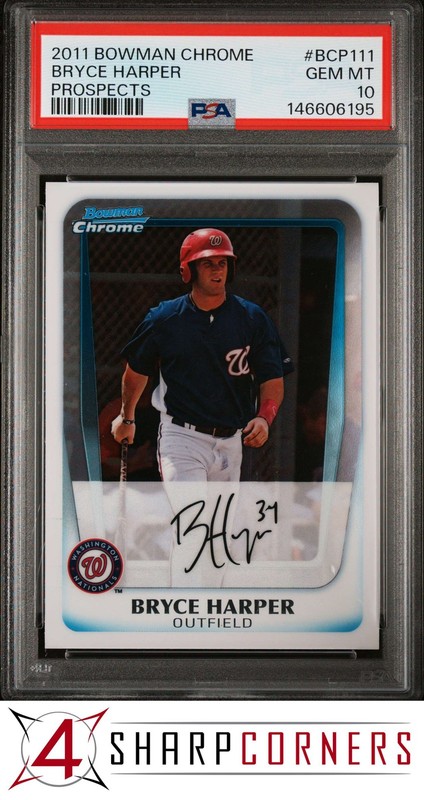 2011 BOWMAN CHROME PROSPECTS #BCP111 BRYCE HARPER RC PSA 10 view 1