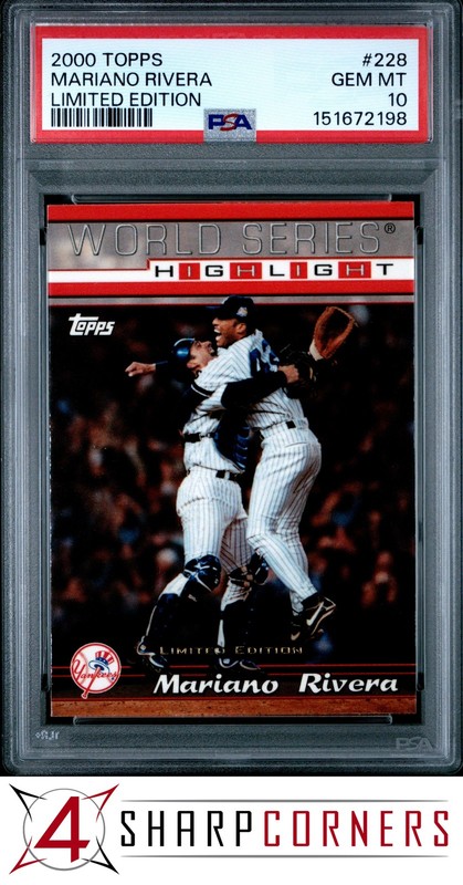 2000 TOPPS LIMITED EDITION #228 MARIANO RIVERA HOF PSA 10