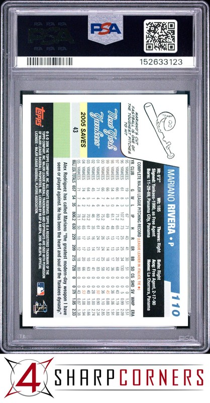 2006 TOPPS #110 MARIANO RIVERA YANKEES HOF PSA 10 view 2