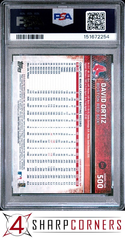 2015 TOPPS #500 DAVID ORTIZ RED SOX HOF PSA 10 view 2