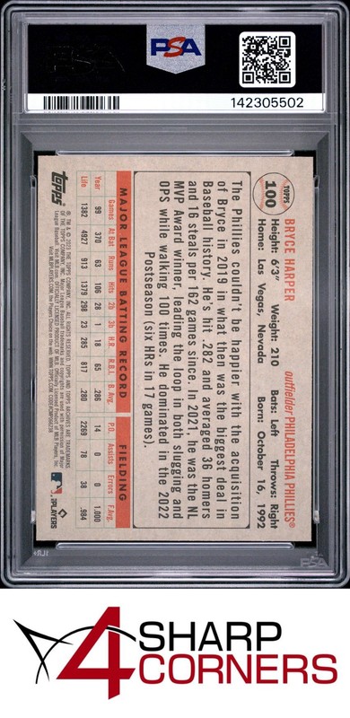 2023 TOPPS ARCHIVES #100 BRYCE HARPER POP 6 PSA 10 view 2