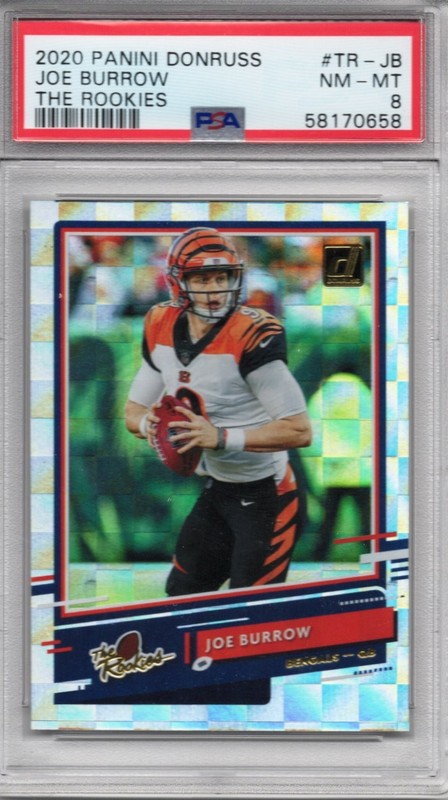 Joe Burrow 2020 Panini Donruss The Rookies #TR-JB (RC) PSA 8