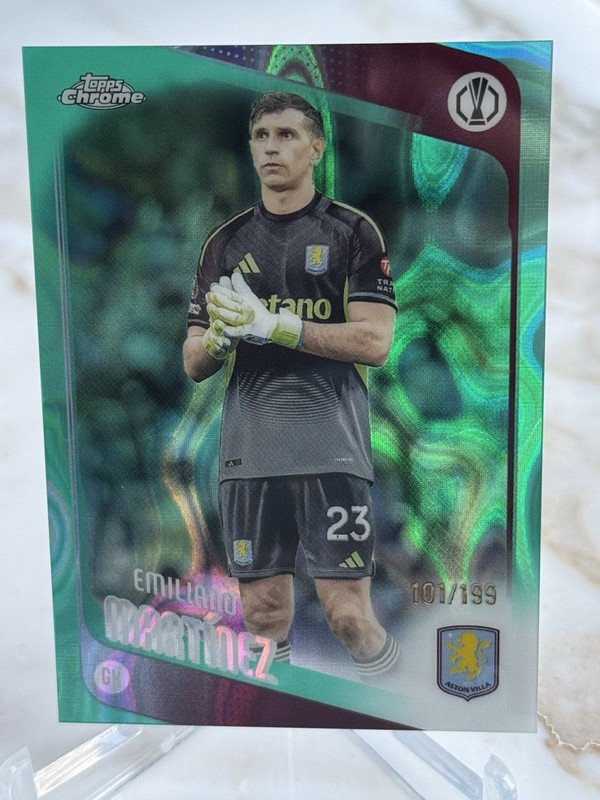 2026 Topps UEFA Emiliano Martinez #75 Aqua Lava Refractor  /199 Aston Villa